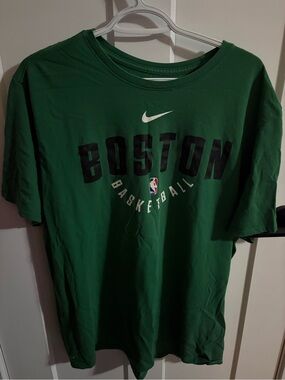 Nike Boston Basketball Tee - Green with Black Lettering